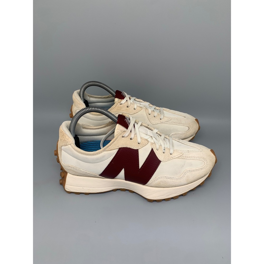 New Balance 327 Sea Salt Burgundy Running Shoes WS327CB Women's Sz 8.5